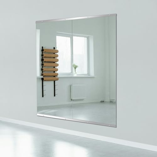 Image of Ruomeng Home Gym Mirror, 48''x24''x2PCS Full Length, Large Frameless Body Mirror Tempered Glass for Gym, Workout, Yoga, Garage, Dance Studio