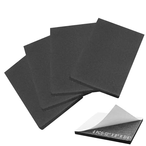 Adhesive Foam Padding Sheets - 4 Pcs 3/4" x 12" x 8" Thin Closed Cell Foam