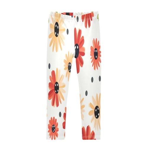 Toddler Girls Leggings Printed Yoga Pants Leggings Red Flower for Kids