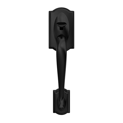 Image of SCHLAGE FE285 CAM 622 GEO Camelot Trim Lower Half Front Entry Handleset with Georgian Knob, Matte Black
