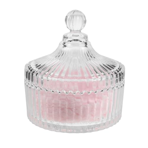 Houppette XXL en velours et son pot à poudre en verre rose Beaupretty