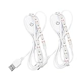 NUOBESTY 2Stücke LED Streifen für Nähmaschinen USB Betriebene Beleuchtung mit Flexibler Anbringung Klebender Lichtstreifen für Anwendungen und Sichtbarkeit