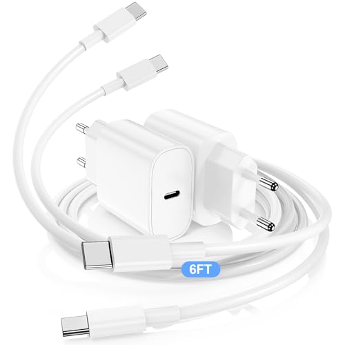 DGVERS 2 Pack Cargador Carga Rápida USB-C para iPhone 17 16 15 & Cable de Carga Rápida 2M - Adaptador de Enchufe 20W Compatible con iPhone 16e,16/15 Plus,17 Air, 17/16/15 Pro, Pro MAX, Pad