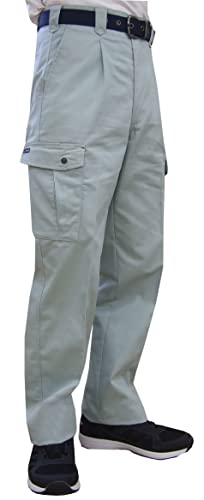 [TEAGLES] 綿混カーゴパンツ 7661 作業着 作業服 オールシーズン用 年間 吸汗 速乾 通気性 作業ズボン 作業パンツ ワンタック ゆったり トーマセンイ (115, アースグリーン)