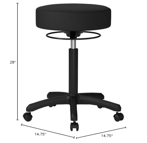 Image of Perch Life Height Adjustable Stool | Medium Bench Height 20.5-28 inch | Black Vinyl