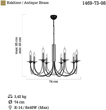 Lucea Dofa 8-Piece Vintage Black Chandelier 8 X E14