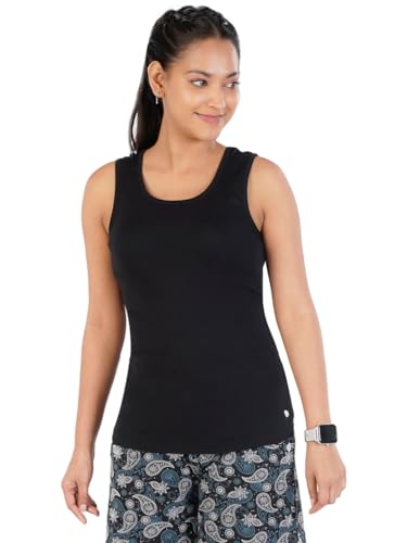 Image of Rupa Colors Playsure Solid 100% Combed Cotton Rib Fabric, Women's Standard Fit Tank Top, Sleeveless Pack of 1