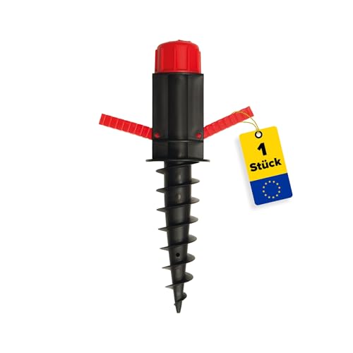 GRUNDLINE - Postes redondos - Soporte para sombrilla - Broca para tierra - Casquillos de suelo atornillables - Tendedero giratorio - 32 x 380 mm - Anclaje de tierra - Anclaje de suelo - Sombrilla