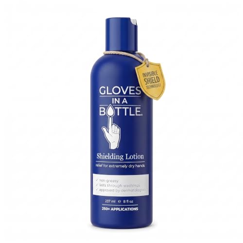 Gloves In A Bottle Shielding Lotion – Long-Lasting Barrier Moisturizer for Dry, Cracked Hands & Sensitive Skin | Non-Greasy, Fragrance Free Lotion | Safe for Men, Women & Babies 6 Months+ | 8 oz