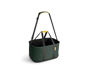 Joseph Joseph Hold-All Collapsible 45L Outdoor washing laundry basket with Shoulder Strap, Durable Fabric, Waterproof Base (Dark Green)