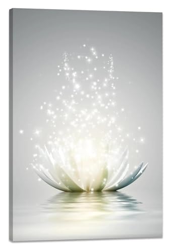 Cuadro Sobre Lienzo Lienzo Decorativo De Loto Blanco Para Pared, Póster De Meditación Espiritual Para Yoga, Baño, Zen, Sin Marco(E,30x40cm)
