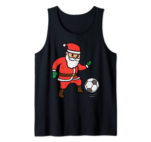 Santa Soccer Navidad Fútbol Navidad Hombres Niños Niños GIrls Camiseta sin Mangas