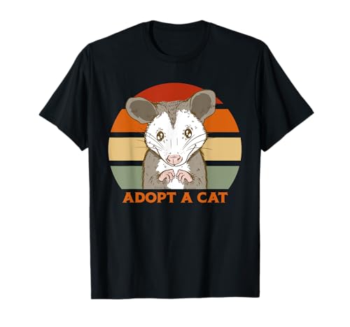 ADOPTAR UN GATO Funny Zarigüeya Opossum Cat Kitty Meme Camiseta