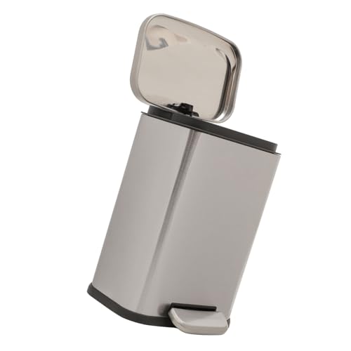ULTECHNOVO Cubo de Basura Inoxidable Pedal Papelera Rectangular para Cocina Baño y Oficina Contenedor de Residuos Cubierto y Resistente