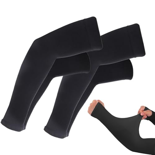 Sun Protection Sports Arm Mangas, mangas de brazo enfriadas - Mujeres enfriadoras Cubierta del brazo del bloque UV,Protección solar ligera y ligera para la piel para el cuello, Negro , Se référer au
