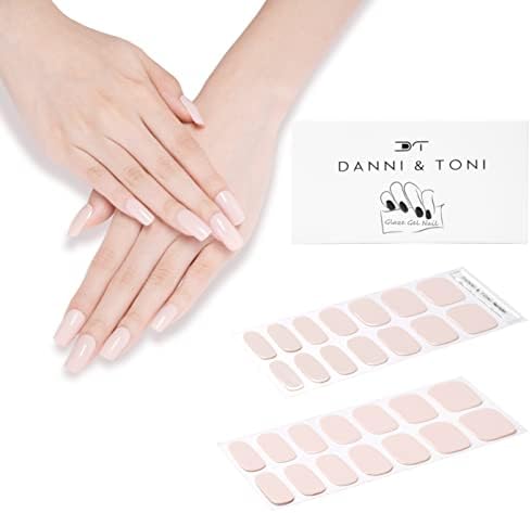 DANNI & TONI Semi Cured Nail Stickers (Chic Nude) Gel Nail Strips Solid Color Nail Wraps 28 Stickers