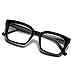 EYLRIM Classic Thick Square Frame Clear Lens Glasses for Women Men Non Prescription Eyeglasses(A1 Bright Black)