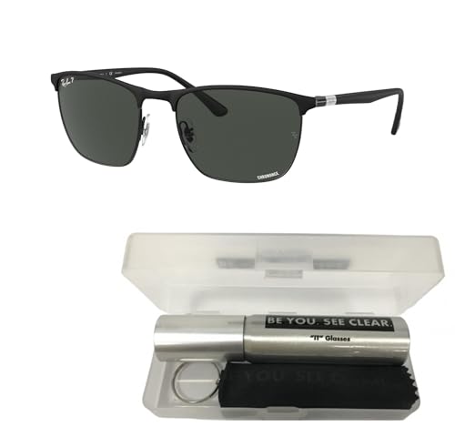 Ray-Ban RB3686 Sunglasses Bundle: RB 3686 186/K8 Matte Black On Black Polar Dar and Eyewear Cleaning Kit2