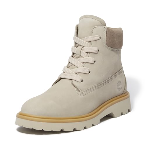Timberland Women's Rowan Way 6 INCH LACE UP BOOT, BEIGE, 9 Medium