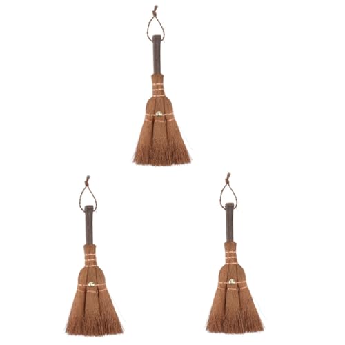 FOMIYES 3 Pcs Mini Brown Broom Adorable Broom Household Cleaning Tool Mini Palm Broom Useful Broom Delicate Corner Broom Small Palm Broom Mini Household Cleaning Broom Mini Shape Broom
