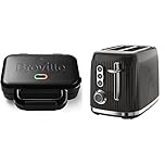 Breville Ultimate Deep Fill Toastie Maker | Removable Non-Stick Plates | Stainless Steel | Black [VST082] & Bold Black 2-Slice Toaster with High-Lift and Wide Slots | Black and Silver Chrome [VTR001]