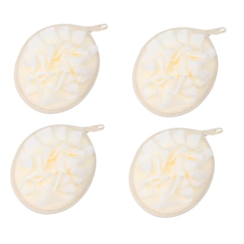 Healvian Juego de 4 Esponjas de Ducha Borla de Baño Color Beige Claro Suave y Duradero Accesorio de Baño para Limpieza y Exfoliación Corporal