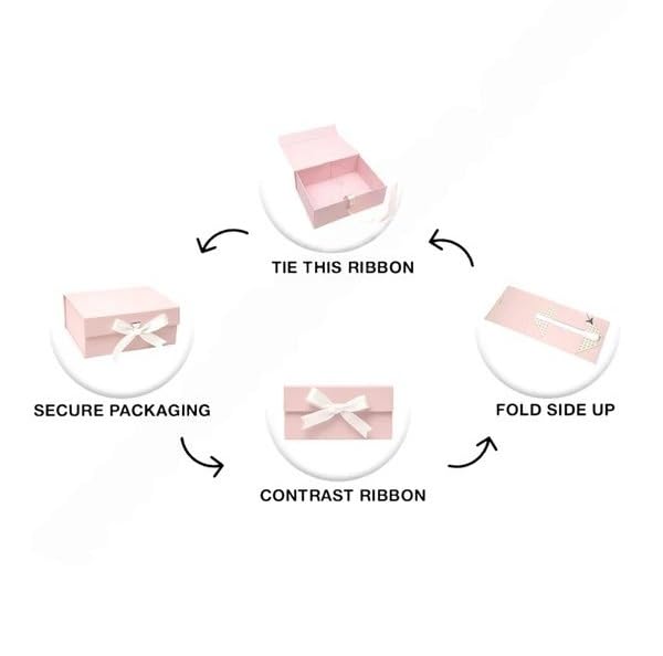 Image of Awestuffs Premium Pink Gift Boxes for Gift Packaging, Reusable Decorative Gift Boxes (23 x 16 x 10 cm) for Hampers, Weddings, Birthdays, Return Gifts & Corporate Gifts (Pack of 6)