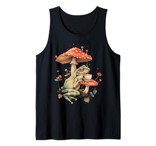 Cottagecore Aesthetic Frog, café, hongos, bruja, floral Camiseta sin Mangas
