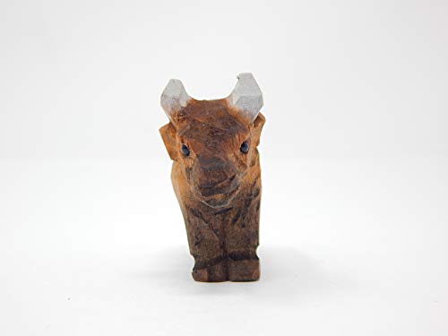 Bison Buffalo Figurine Statue Art Sculpture Miniature Wood Carving Decor Small Animal #TOP3