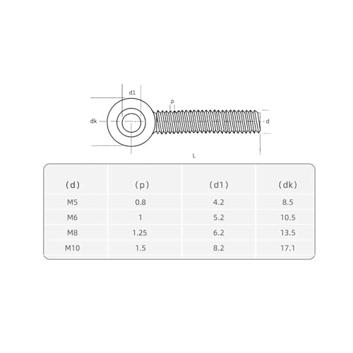 Image of 6pcs 304 Stainless Steel M8 x 60mm Machinery Shoulder Swing Lifting Eye Bolt
