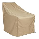 Shine Company Weatherproof Outdoor Adirondack Chair Cover, 100% Woven Polyester, Elastic Cord with Toggle, Khaki