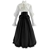 CR ROLECOS Black Victorian Dress Women 1800s Edwardian Costume 2-Piece Victorian Costume Ball Gown XL