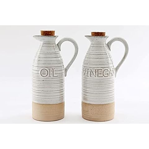 S/2 Natural Design Stoneware Vinegar/Oil Jars Cover
