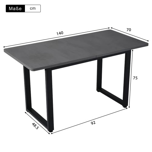 Merax Mesa de comedor de estilo industrial, mesa de comedor rectangular de hierro, mesa gris para comedor y cocina, mesa moderna de ocio, simple y práctica