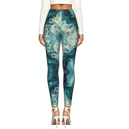 Leggings de compresión suaves para mujer con estampado azul de entrenamiento 3