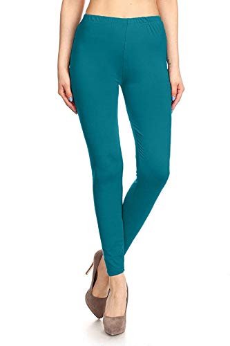 Image of Leggings Depot Women's High Waist Leggings Soft 1 inch Waistband Solid Pants - Regular, Plus, 1X3X, 3X5X
