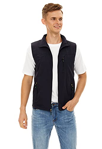 Mens Lightweight Vest Casual Softshell With Pockets Windproof Jacket For Sport Golf Work Bl-3Xl #TOP3