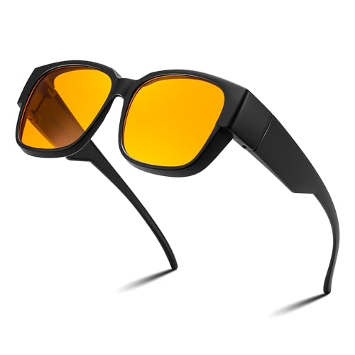 Image of FEISEDY Fitover Computer Blue Light Glasses Driving Gaming Eyeglasses Anti Glare Nighttime Eye Wear with Yellow Lenses B1226