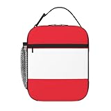 WURTON Austrian Flag Print Travel Cooler Lunch Bag â€“ Versatile Adults Insulated Lunch Box Tote, Women Men