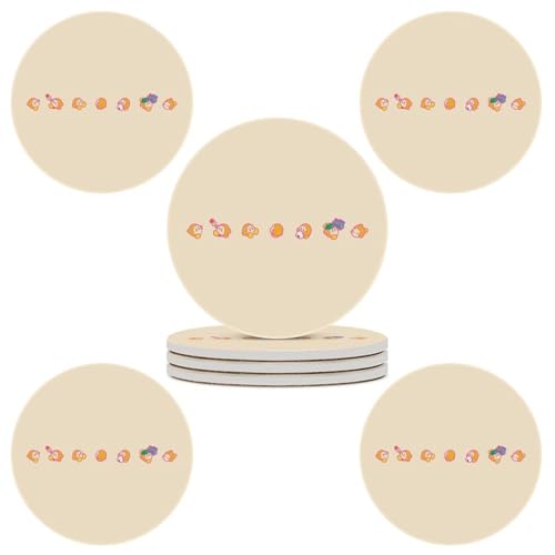 星のカービィ ワドルディ コースター 陶製 丸型 直径10.3cm 4枚/6枚セット 飲み物用コースター 断熱パッド 耐熱 防水 おしゃれ 贈り物 滑り止め カップマット セラミック 唱片模様 家庭用 オフィス用 新築祝い プレゼント