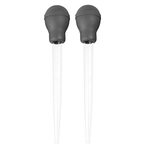 Cabilock 2pcs Turkey Baster Silicone Bulb Meat Marinade Seasoning Injector Needle Kitchen Flavour Syringe Tube Barbecue Roasting Utensils Basting Pump Chicken Poultry Bbq Tool Grey