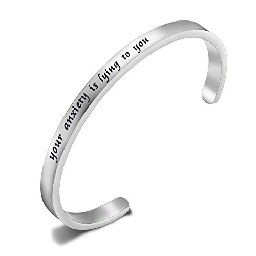 Detailed Your Anxiety is Lying to You Bracelet Mental Health Cuff Bracelet Recovery Gift