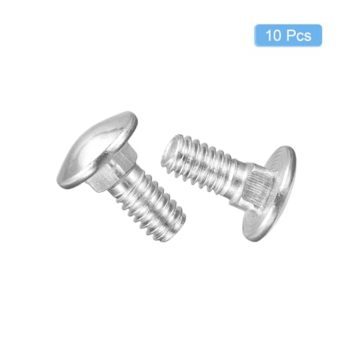 Image of uxcell 1 /4-20x1 /2 Carriage Bolt, 10pcs Round Head Square Neck Screws, 304 Stainless Steel, Fully Threaded, Silver