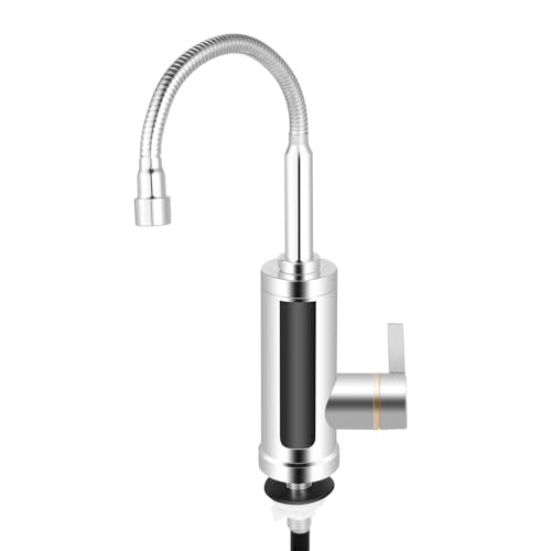 Elektrische Edelstahl Armatur mit Durchlauferhitzer | 3000W Wasserhahn mit LED...