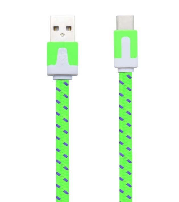 Cable Noodle 1 m para XIAOMI 11T Pro cargador tipo C Android universal (Verde)
