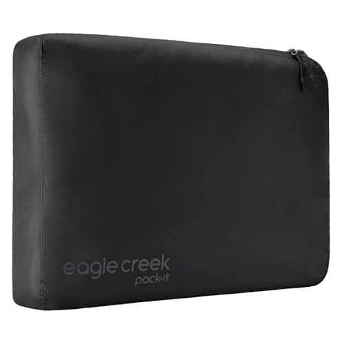 Eagle Creek Pack-It Isolate Cube - Lightweight Clothes Packing Cube for Maximizing Luggage Space - Angled Zippered Opening - Convenient Top Handle - Water-Resistant - Large - Black