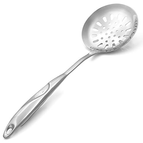 Zulay Kitchen Skimmer Spoon - Stainless Steel Slotted Spoon With Extra Large Bowl
