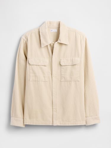 GAP Mens Cord Overshirt Anchorage Cream S