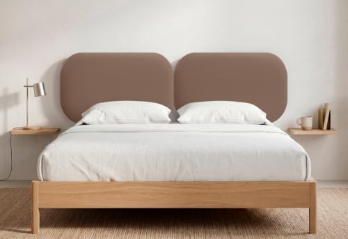 DHOME Cabecero Tapizado Curvo Liso Polipiel 50cm Altura para Pared Acústicos Cabeceros Absorbentes Cabezal Cama Dormitorio (Arcilla, 190cm Dual)