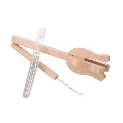 ARTIBETTER 1Set Multi Functional Wooden Weaving Tool Kit with Large Eye Yarn Needle Durable Crochet Fork for DIY Projects for Scarves and Sweaters Portable Craft Supplies